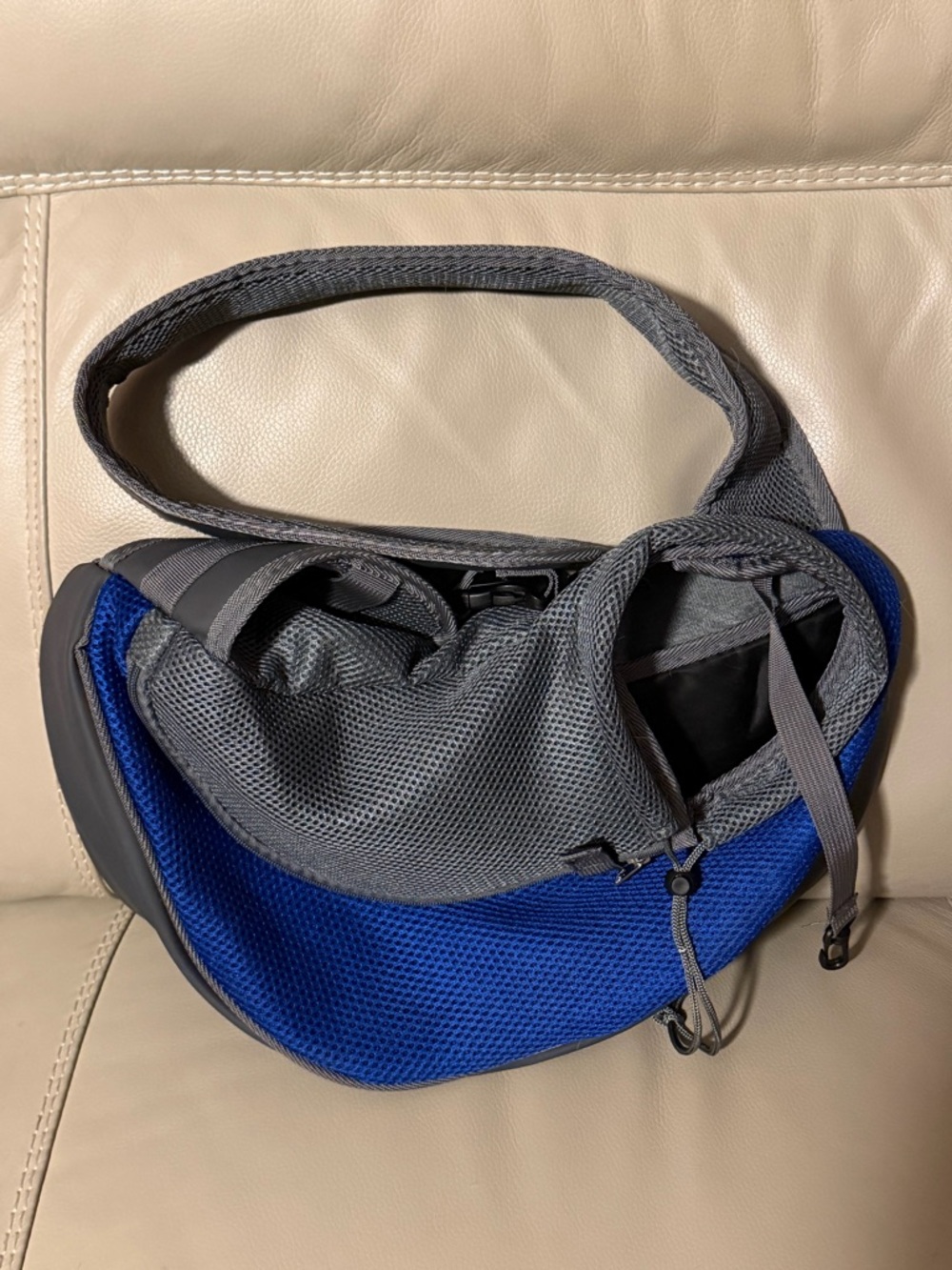 Gray & Blue Pet Sling Carrier - Comfortable Hands-Free Dog Travel Sling - Picture 4 of 13